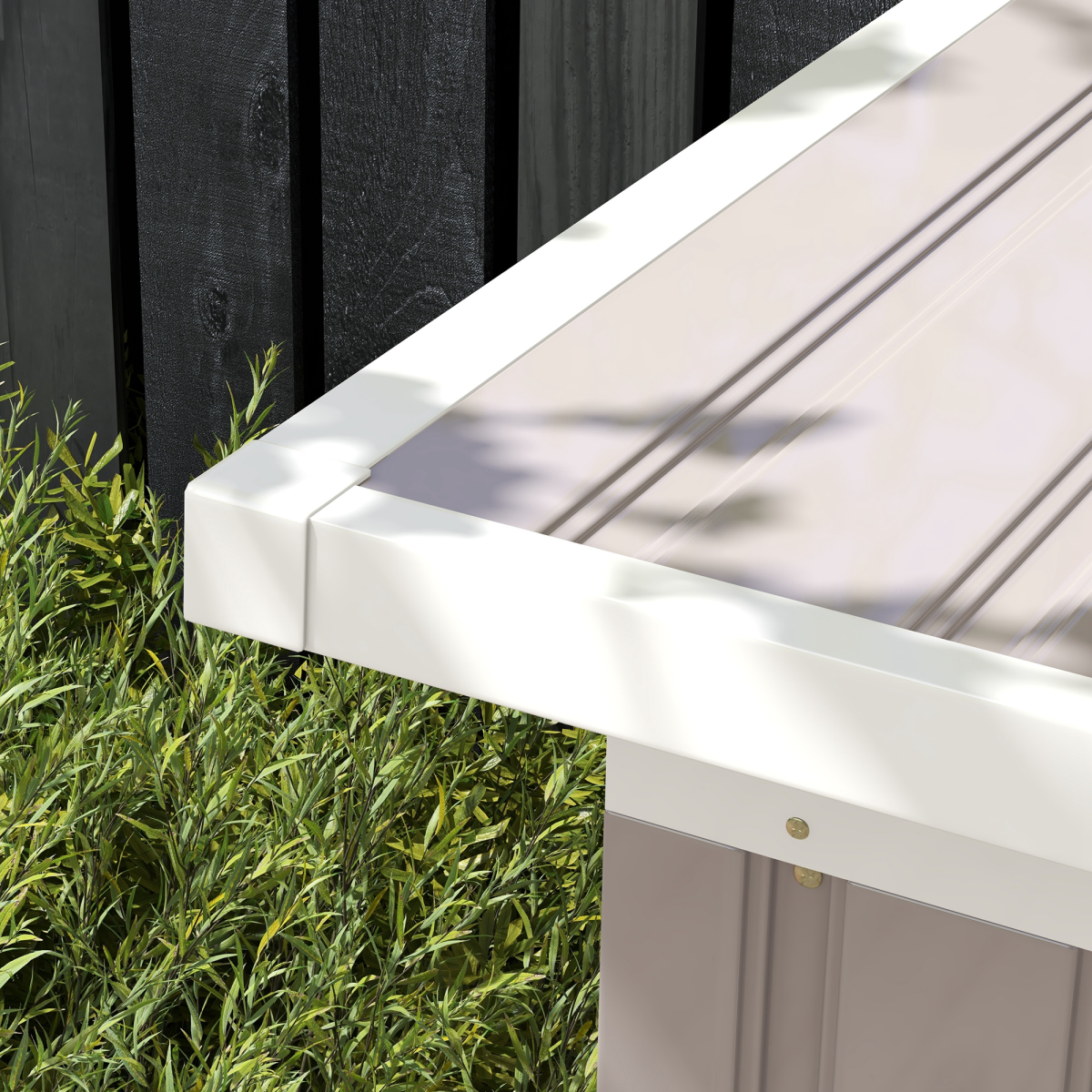 Garden Storage Shed with Metal Roof – Galvanised Steel Tool Store Building with 96cm Door, Light Grey