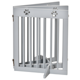 PawHut Freestanding Pet Gate with 4 Folding Panels & Support Feet – Wooden Dog Barrier for Doors and Stairs