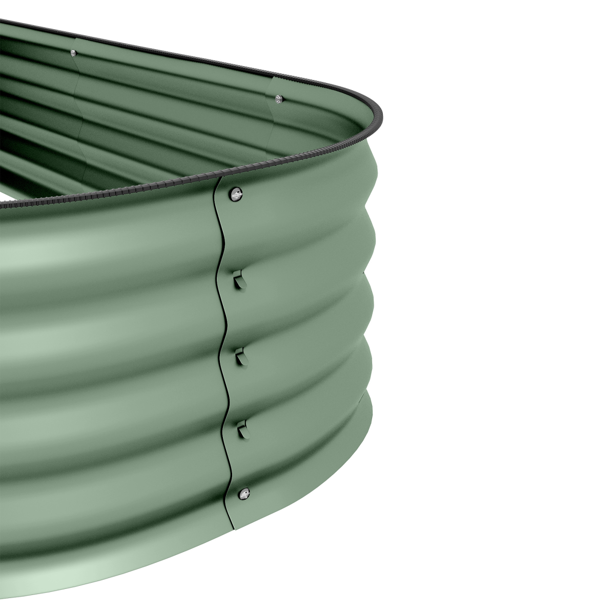 Outsunny Galvanised Steel Raised Garden Bed with Safety Edging – Changes Between Round, Oval and Oblong, Green
