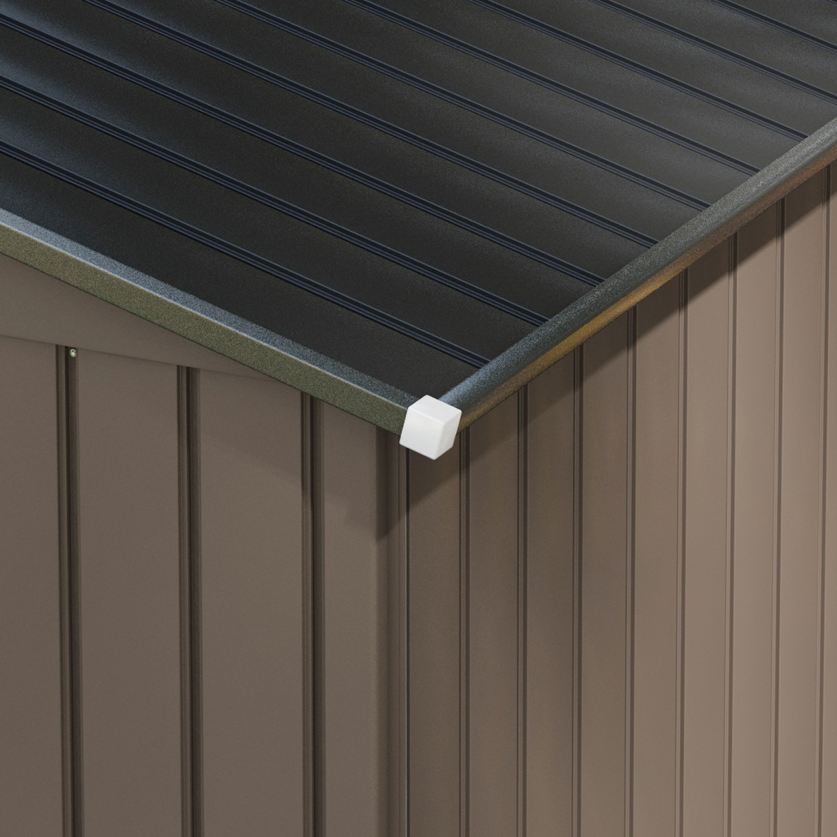Outsunny Galvanised Steel Corner Garden Shed with Lockable Double Doors, Vents & Floor Foundation – Tool Storage, Brown