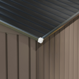 Outsunny Galvanised Steel Corner Garden Shed with Lockable Double Doors, Vents & Floor Foundation – Tool Storage, Brown