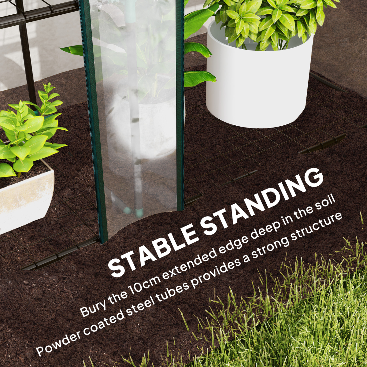Outsunny 3-Tier Lean-to Wall Mini Greenhouse with Clear Roll-Up Doors & Plastic Cover – Plant Shelves