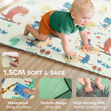 Foldable Baby Play Mat – Reversible Dinosaur Foam Crawling Mat, 196 x 176 cm