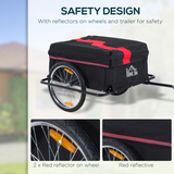 HOMCOM Two-Wheel Bicycle Cargo Trailer with Folding Storage Bag & Top Cover – 40kg Steel Frame Bike Wagon