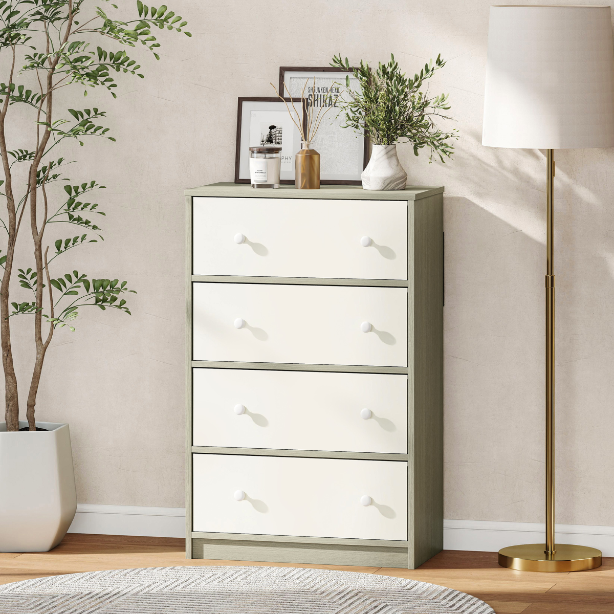 4-Drawer Fabric Storage Cabinet with Flat Top – Lightweight Dresser Alternative for Bedroom & Hallway