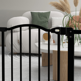 PawHut 74-87cm Adjustable Metal Pet Gate with Auto-Close & Double Lock – Safety Barrier for Doors & Stairs, Black