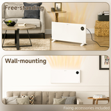 HOMCOM 2000W Electric Convector Heater with LED Display, Remote and Timer – Quiet Fan-Free Space Heater, White