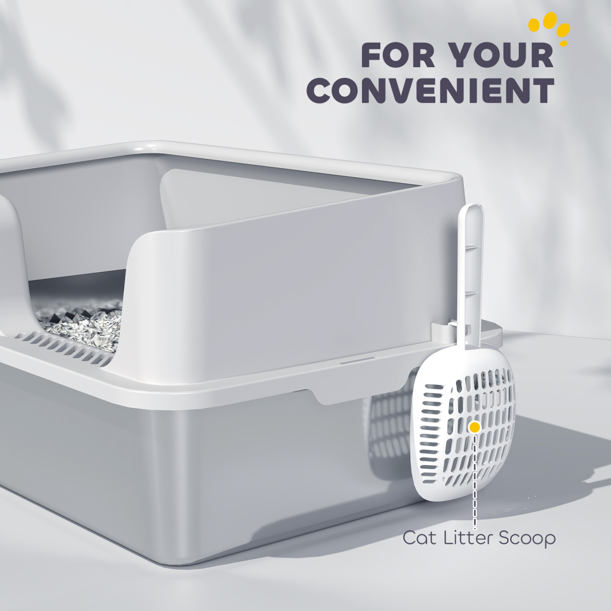 PawHut Stainless Steel Cat Litter Box with High Sides, Sand Drop Area & Scoop – Extra Large, Grey