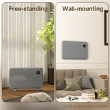 HOMCOM 1200W Quiet Electric Convector Heater with LED Display – Freestanding or Wall-Mountable, Grey