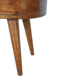 Artisan Furniture Chestnut Rounded Bedside Table with 2 Mini Drawers – Solid Mango Wood, Dark Brown