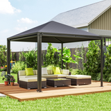 Outsunny 3 x 3m Garden Gazebo with Extendable Awning, Wheels & UPF30+ Canopy – Patio Shelter, Dark Grey