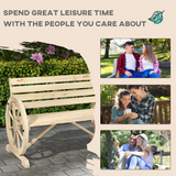 Outsunny 2-Seater Solid Fir Wood Garden Bench with Wagon Wheel Armrests and High Back – Outdoor Loveseat, Natural