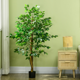 HOMCOM 150cm Artificial Ficus Tree with Nursery Pot – Low-Maintenance Indoor and Outdoor Home Decor