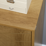 HOMCOM Chevron Door Sideboard Storage Cabinet with Inner Shelf – Living Room & Kitchen Storage, Natural
