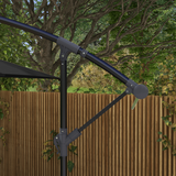 Outsunny 3m Cantilever Parasol with Crank Handle, Cross Base and 6 Ribs – Off-Centre Garden Umbrella, Black