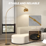 HOMCOM Arc Floor Lamp for Living Room, Free Standing Tall Lamp, Gold Tone