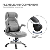 Vinsetto High Back Linen-Look Office Chair with Tilt, Lumbar Support & Flip-Up Arms – Grey