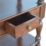Artisan Furniture Solid Wood Turned Leg Console Table with Drawer & Shelves – Living Room Accent, Brown