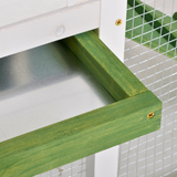 Pawhut Wooden Rabbit Hutch with Run, Ramp & Pull-Out Tray – Indoor & Outdoor Bunny Cage, Green
