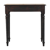 Artisan Furniture Solid Wood Cordelier Writing Desk with Rope-Twist Legs & 1 Drawer – Home Office, Dark Brown