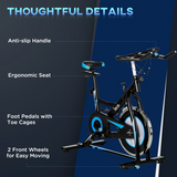 HOMCOM Indoor Cycling Exercise Bike with 8kg Flywheel, LCD Monitor & Adjustable Seat – Stationary Cardio Bike