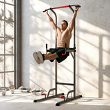 HOMCOM Power Tower Station with Pull Up Bar & Dip Station – 7 Height Levels, Home Gym Upper Body Workout
