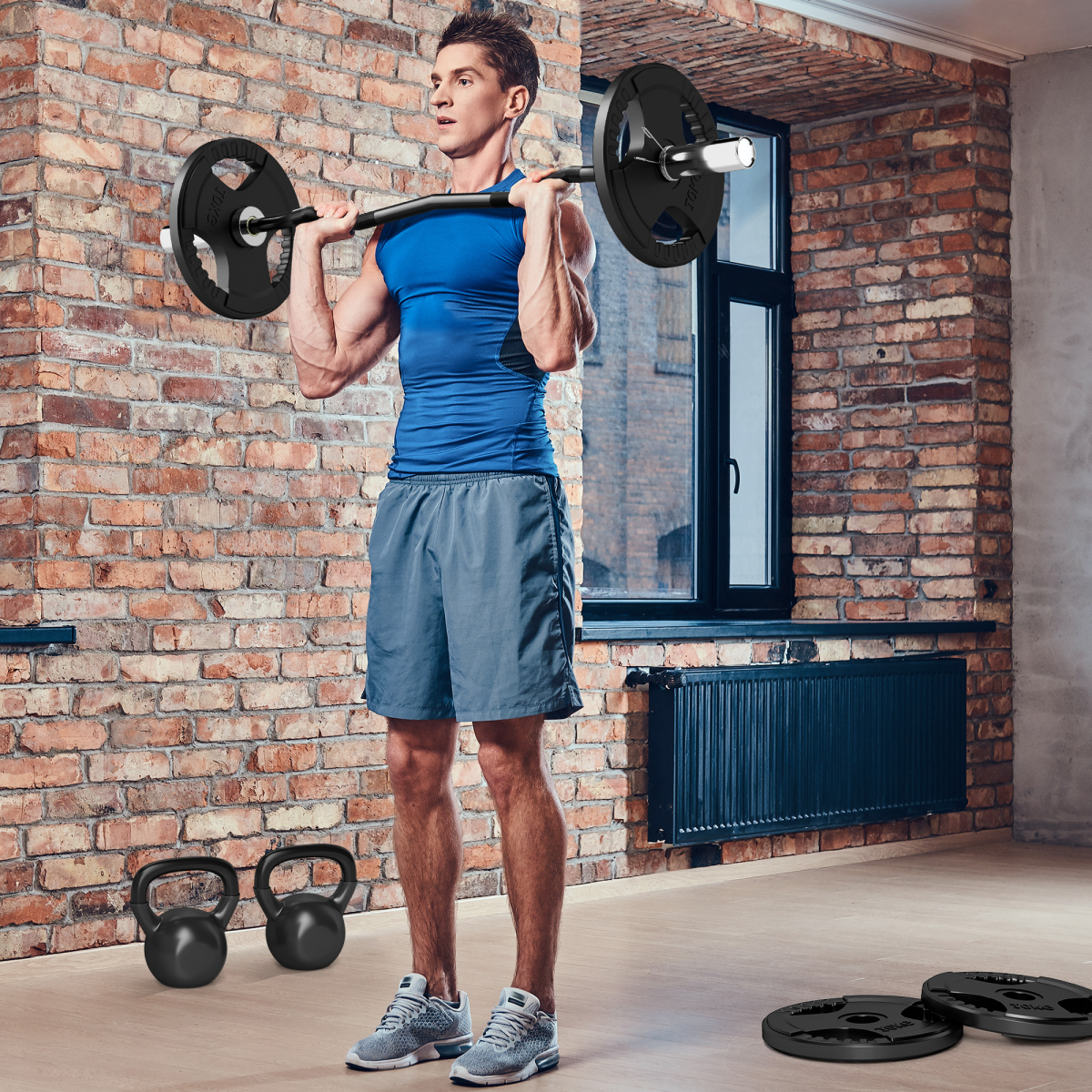 SPORTNOW 120cm EZ Curl Bar with Spring Clips for 5cm Weight Plates, 8kg – Home Gym Barbell Bar, 100kg Capacity