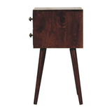 Artisan Furniture Solid Wood Mini Bedside Table with 2 Drawers – California Walnut Finish, Dark Brown