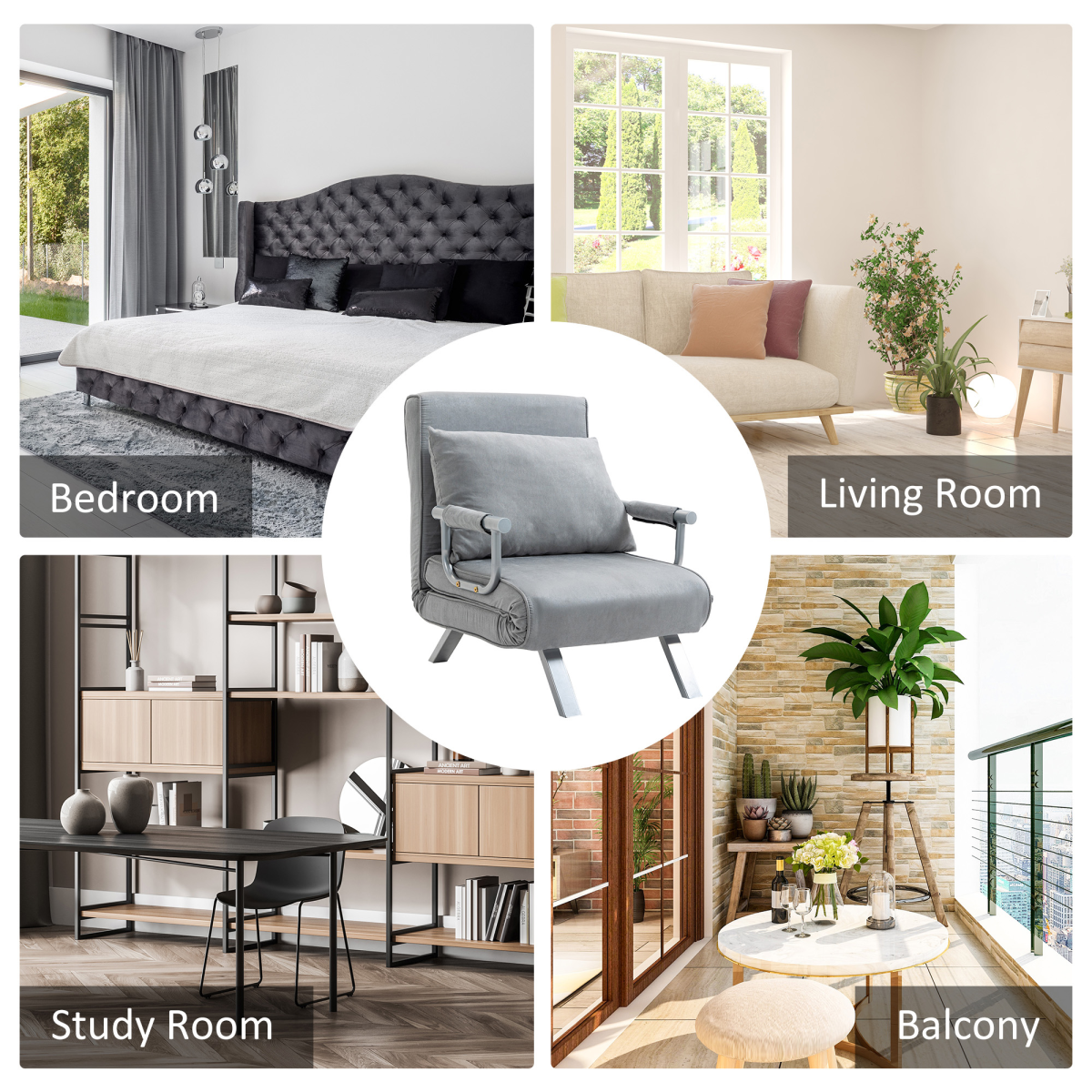 HOMCOM sofa bed armchair styled in a bedroom
