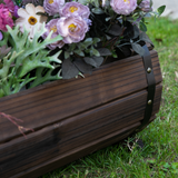 Outsunny Set of 2 Solid Wood Raised Planter Boxes – Carbonised Wooden Flower Beds for Garden, Patio and Balcony