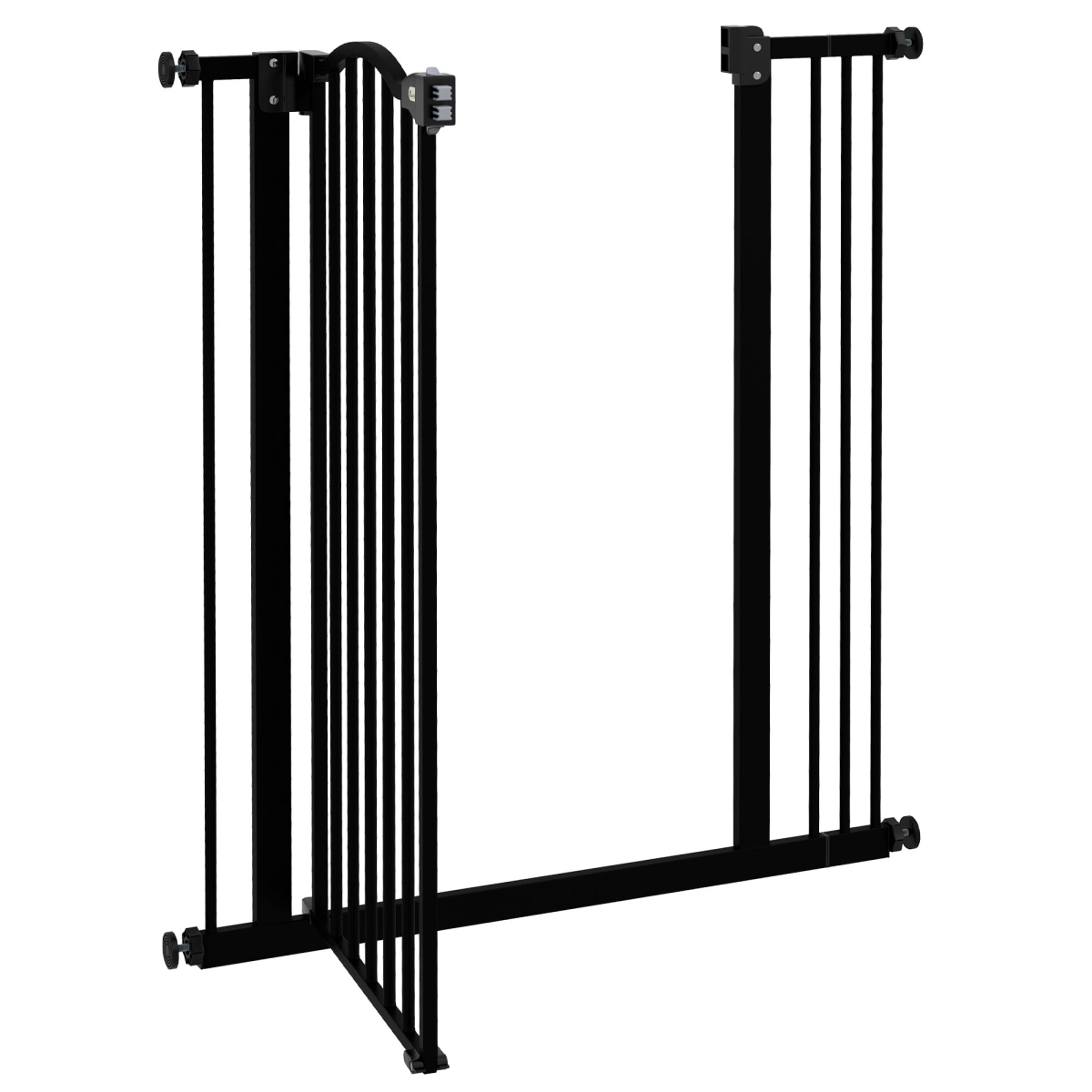 PawHut Adjustable Metal Pet Gate, 74–87cm, with Auto-Close Door & Double Lock – Dog Safety Barrier, Black