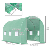 Walk-in Tunnel Greenhouse with 6 Windows & Zipped Roll-up Door – Steel Frame, 14.6 x 6.2 x 6.6ft, Deep Green