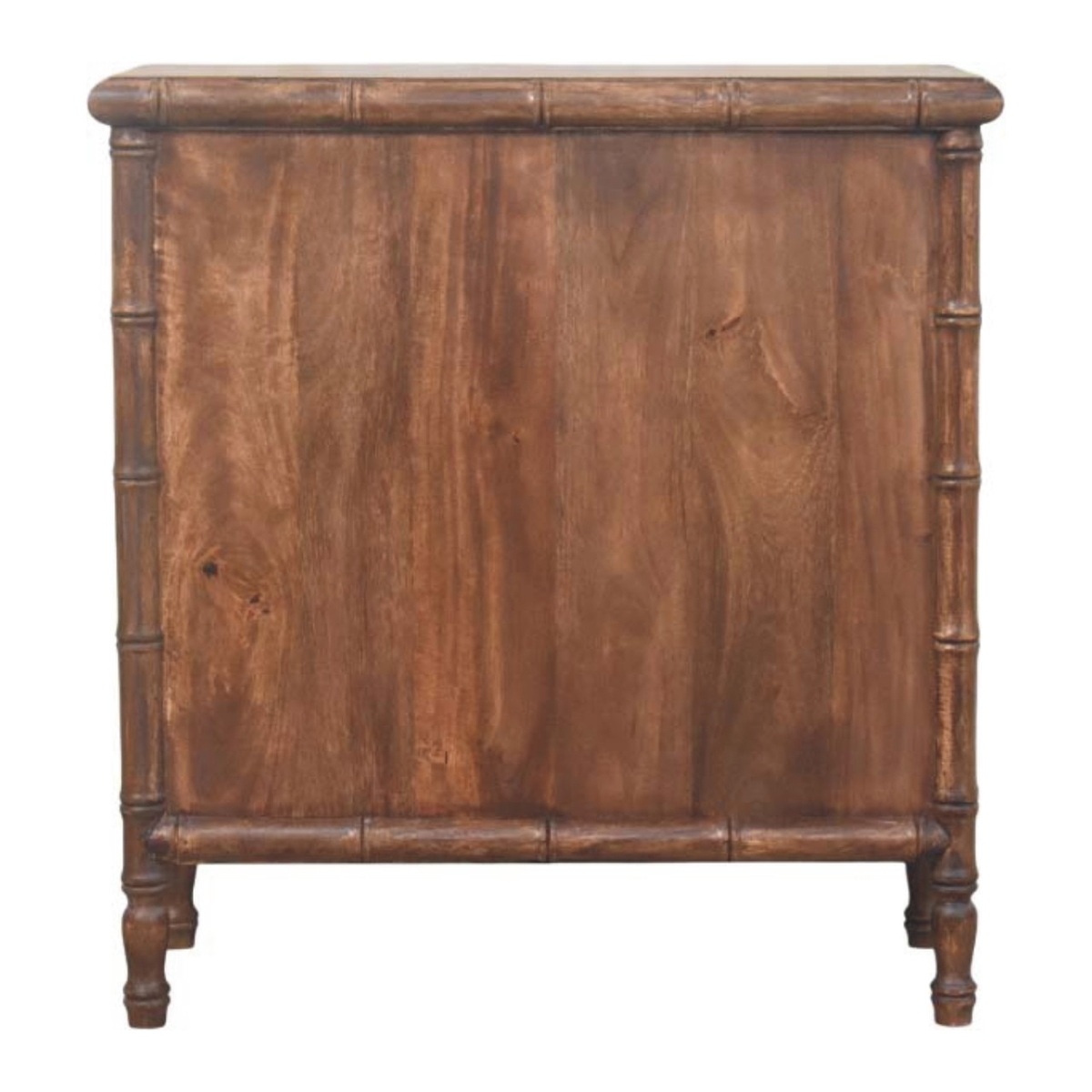 Artisan Furniture Solid Wood Bamboo Carved 3 Drawer Chest with Brass Knobs – Bedroom Storage, Brown