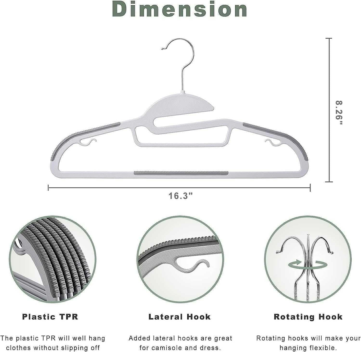 Belofay Non-Slip Plastic Coat Hangers – 100 Pack, White, Heavy Duty Adult Size