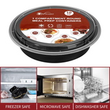 VINSANI 30-Pack Round Meal Prep Containers with Lids – Airtight, Stackable Food Storage