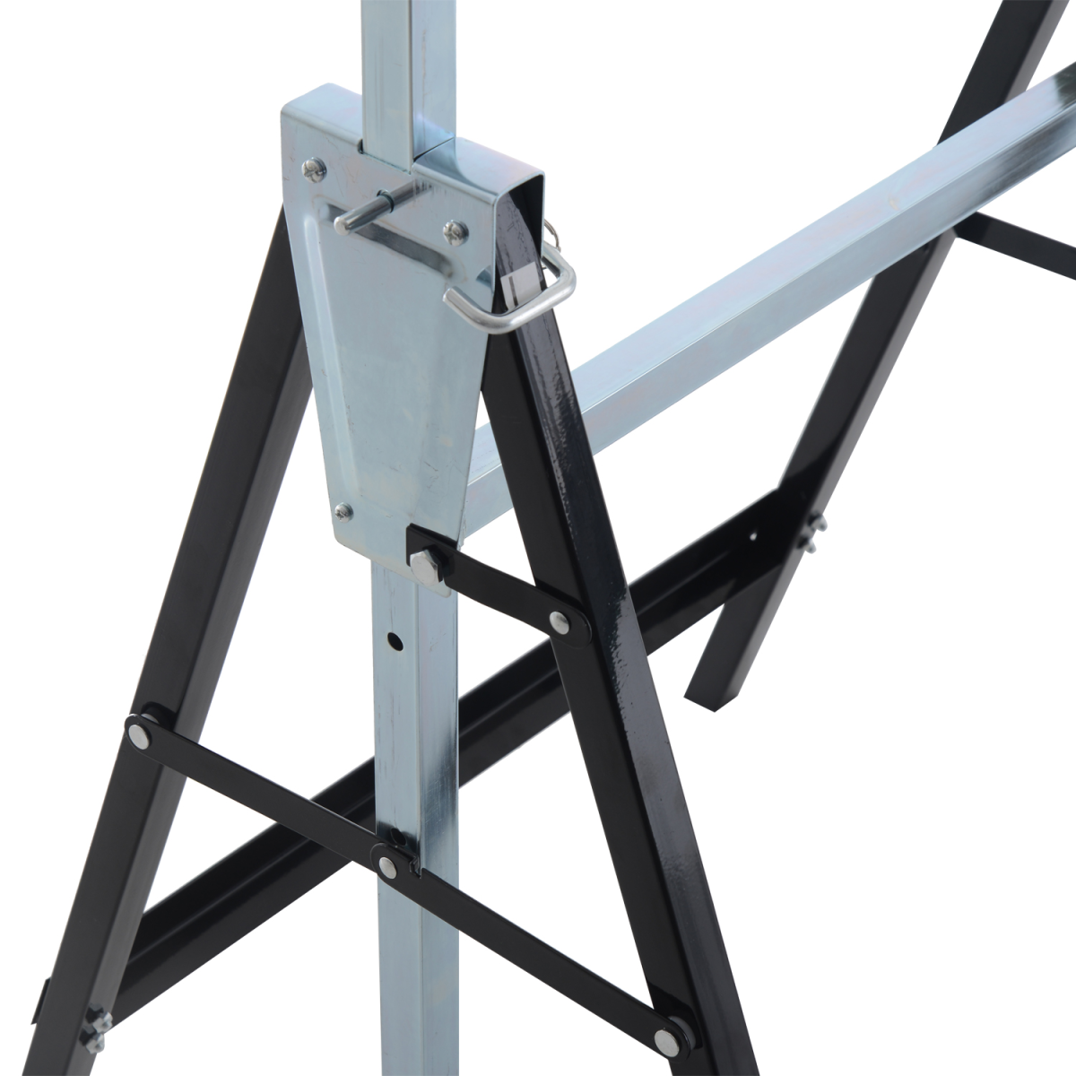 HOMCOM Set of 2 Telescopic Builders Trestles – Height Adjustable Folding Steel Work Benches, Black