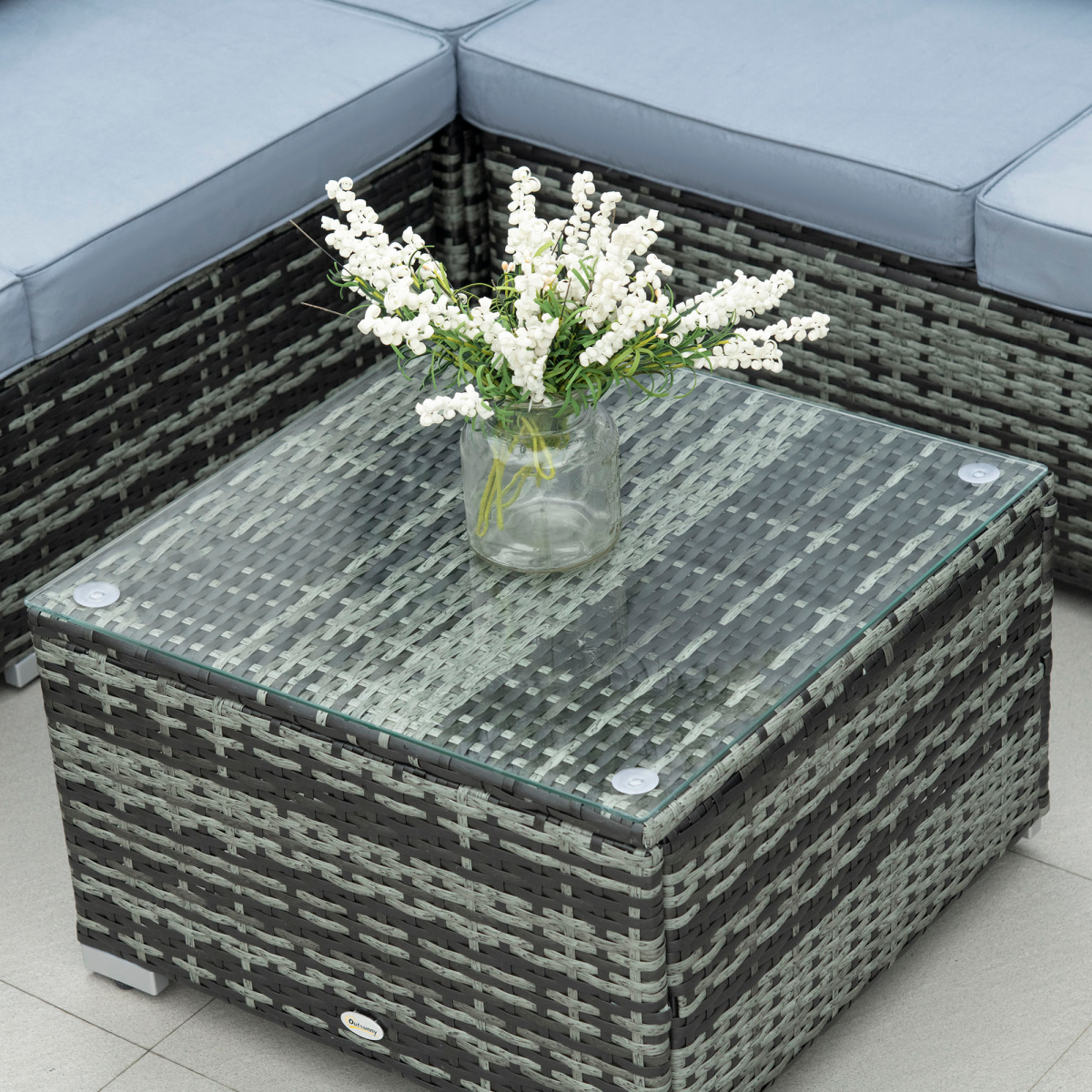 Outsunny rattan set arranged in a garden