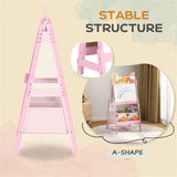 Kids Art Easel with 2-in-1 Blackboard & Whiteboard and Storage Boxes – Children's Drawing Board, Pink