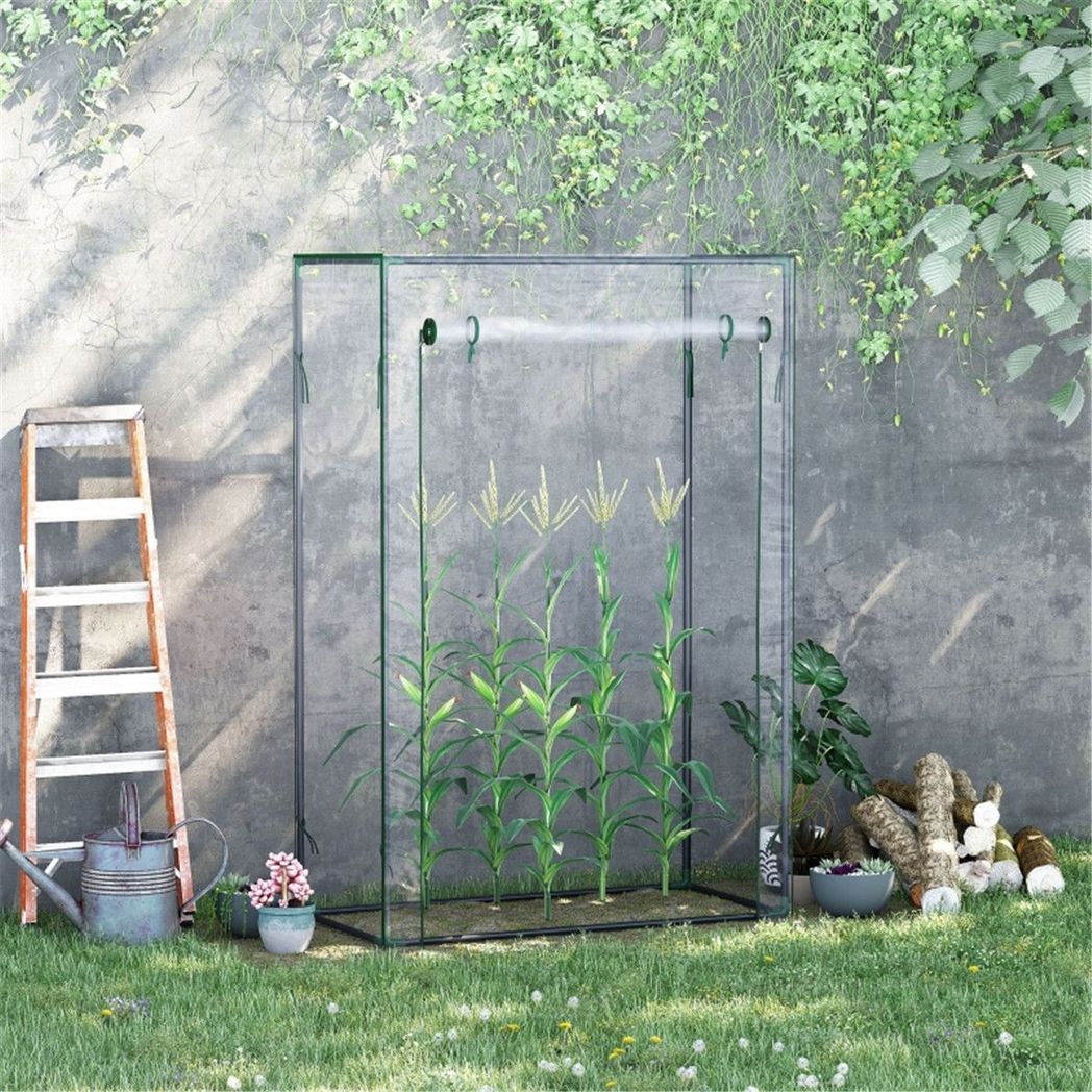 Mini Walk-in Greenhouse with Galvanised Steel Frame & Zipped Roll-up Door – Tall Narrow Plant Shelter