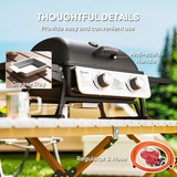 Outsunny Portable Tabletop Gas BBQ Grill with 2 Burners, Lid & Thermometer – Compact Outdoor Barbecue, Black