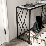 Vintage Industrial Console Table with Metal Frame and Wood-Effect Top – Hallway Sofa Table, Black and Grey