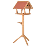 PawHut Wooden Bird Feeder Stand with 2 Platforms and Nesting Hole – Weather Resistant Garden Bird House
