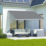 Outsunny 4x3m Full Cassette Retractable Awning with Electric Remote Control & LED Lights – Patio Sun Shade