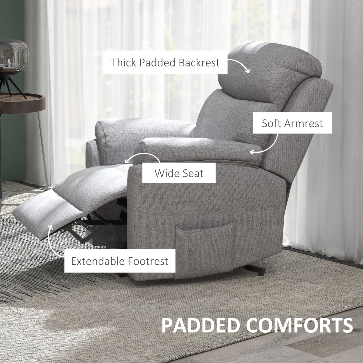 HOMCOM Power Lift Riser Recliner Chair with Remote Control and Quiet Motor – Electric Lift Armchair, Grey