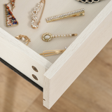 HOMCOM Modern Dressing Table with 2 Drawers and Round Mirror – Particle Board Bedroom Vanity, White