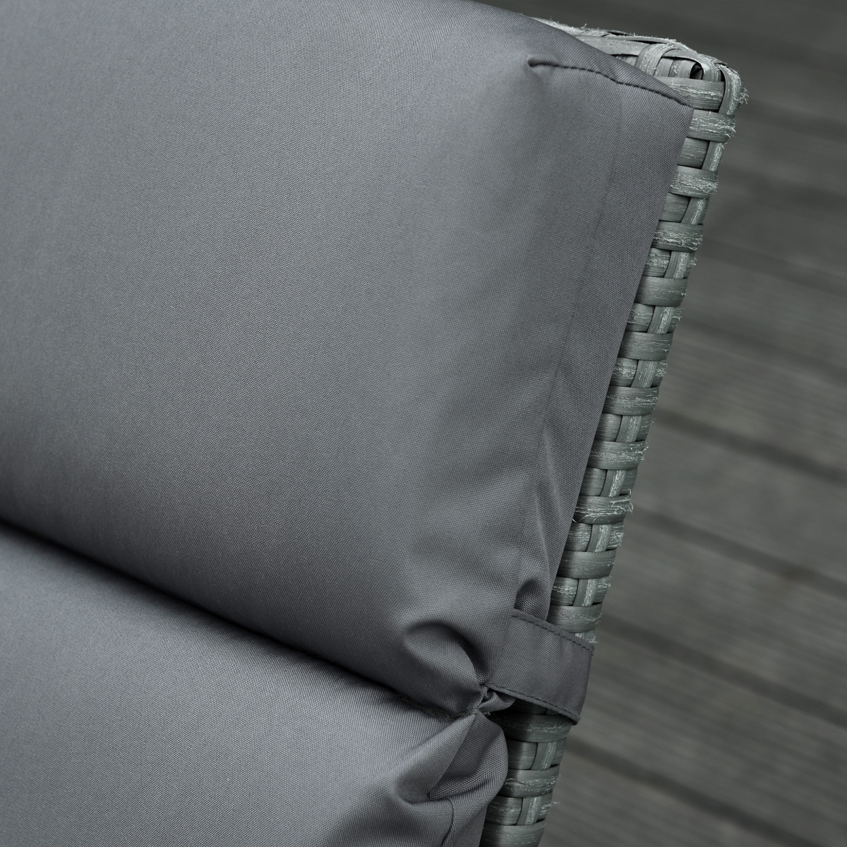 Outsunny Set of 2 Deep Seat Lounger Cushions with Corner Ties, Thick Cotton Filling – Outdoor Patio Cushions, Dark Grey