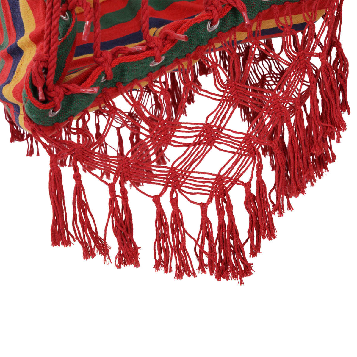 Outsunny Hammock Chair Swing with Wooden Spreader Bar & Tassels – Indoor Outdoor Hanging Seat