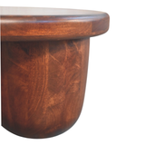 Artisan Furniture Clara Sculpted Solid Mango Wood Coffee Table with Pillar Legs – Winewood Oak, Brown