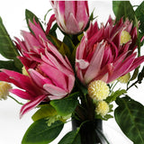 Leaf Dahlia Pompom Artificial Flower Stem with Five Blooms and Wired Stem – 50cm Home Decor, Yellow