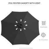 Outsunny 3m Patio Parasol with Push-Button Tilt & Crank Handle, Vented Canopy, Steel Frame – Black